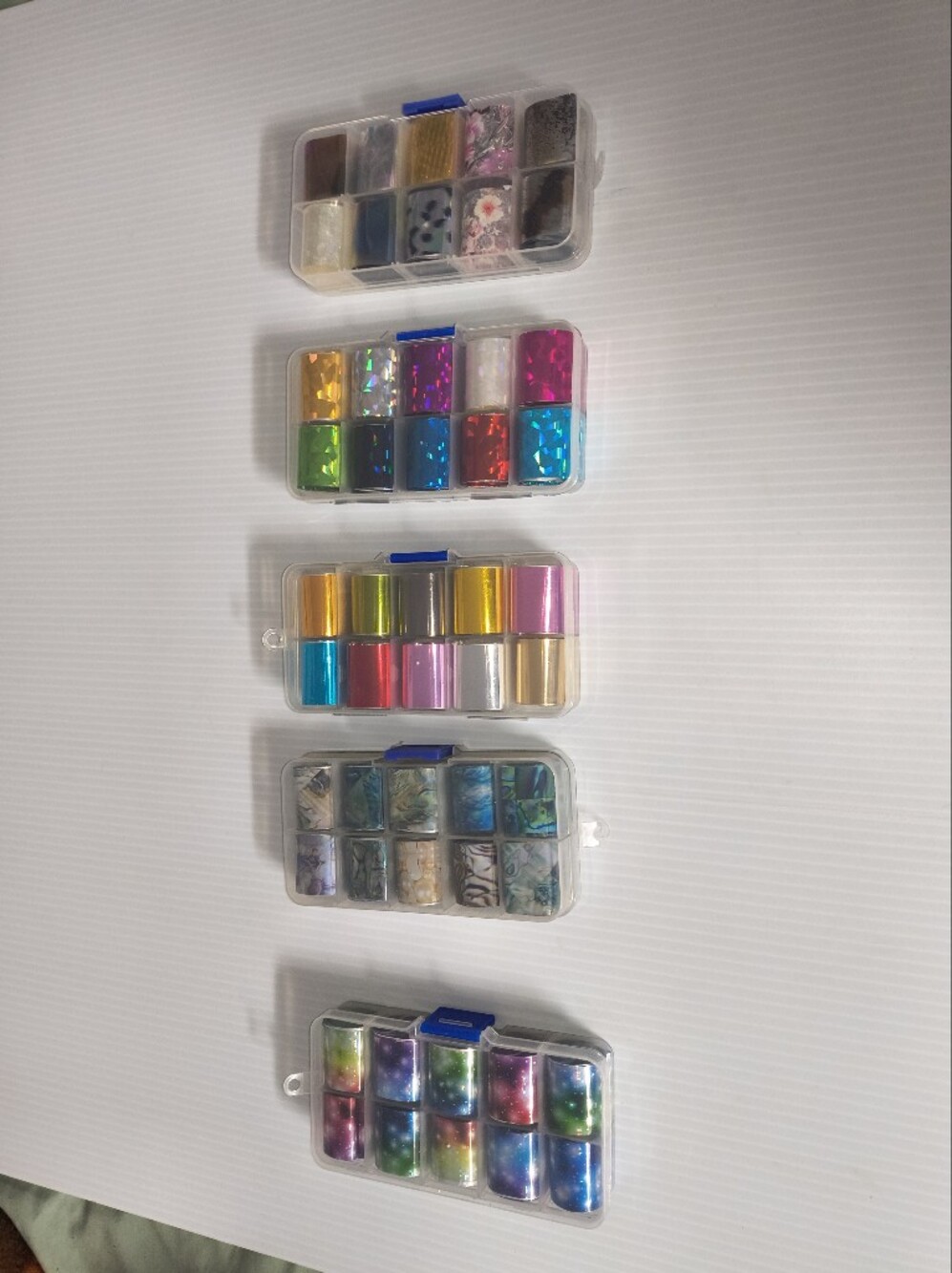 Multi-Color Nail Art Transfer Foil Set 5 Pack Metallic & Holographic Sheets